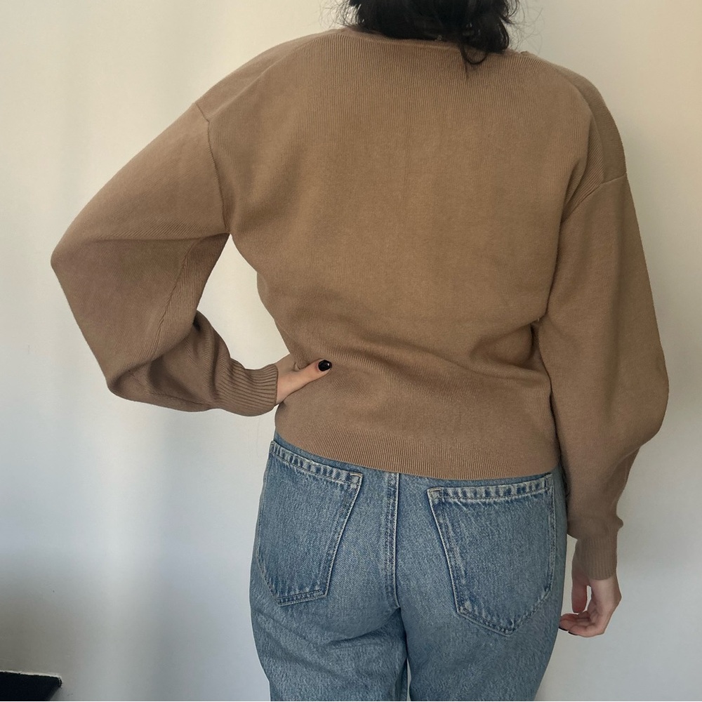 Brown V Neck Sweater / Size XS - Picture 2 of 6